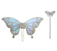 Party Favor Glitter Butterfly Fairy Wing Wand Korona Zestaw Dla Dziewczyn Favors Fancy Dress Rekwizyty Urodziny Prezent Boże Narodzenie Torba Filler 50sets