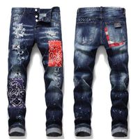 21SS Santa insignia Rips Stretch Designer Jeans Animulado Ripped Biker Slim Fit Lavado Motocicleta Denim Men S Hip Hop Hombre Hombre Pantalones