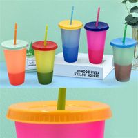 24oz Plastic Color Changing Cup PP Material Temperature Sensing Cups Magic 700ml Tumblers With Lid And Straw Drinking Mug Fashiona24 a59
