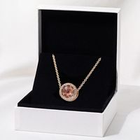 Neue CZ Zirkon Rose Gold Perlenkette 18K Disc Anhänger Halskette glänzend und passend für Pandora-Stil Charme Mode-Dame mit Original-Box-Set