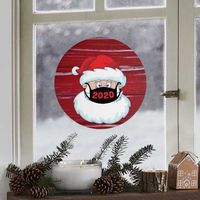 21 * 21cm Lovely Christmas Sticker Creative Cartoon Round Visa fönster Glasklistermallar Xmas Santa Claus Atmosfärklistermärkear