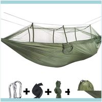 Outdoor Leisure Sports Outdoorsoutdoor Games & Activities Camping Hammocks With Mosquito Net 1-2 Person Portable Travel Fabric Hanging Swing