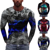 Erkek T-Shirt Rahat Üst Gömlek Sokak 3D Dijital Baskılı Tops Yuvarlak Boyun Uzun Kollu Sıcak Yumuşak Günlük Kış Bluzlar Erkekler Için