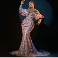 2021 Plus Size Arabic Aso Ebi Sparkly Mermaid Sexy Prom Dres...