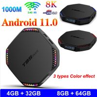 T95 PLUS Android 11.0 Smart TV Box 8GB RAM 64GB ROM RK3566 Quad Core 4G32G 8K Media Player 1000M 2.4 / 5G Двухменная WiFi BT 4.0 Установите верхние ящики с дисплеем