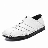 Yeni Klasik El Yapımı Ayakkabı Yaz Deri Erkek Ayakkabı Açık Yaz Nefes Casual Sandalet Erkekler Için J562 #