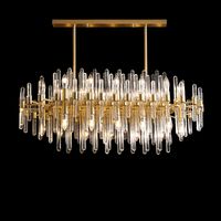 E14 LED Art Deco Gold Crystal Cobre Redondo Oval Araña Colgante Luces Colgante Luz Colgante Lámparas Colgantes Para Restaurante Comedor