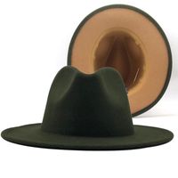 Geniş Ağız Şapkalar 2021 Yüksek Kaliteli Patchwork Yün Kadın Erkekler Için Fedora Şapka Keçe Üst Kovboy Caz Panama İngiliz Klasik Vintage
