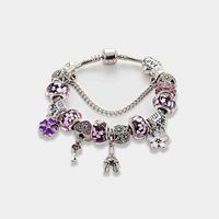 Annapaer Lock Keys Charm Bracelet for Women Antique Silver Color Murano Glass Beads Fit Pan Bracelets Bangles Diy Jewelry B16008