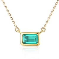 Czcity kvinnor 925 sterling sier guld pläterad kedja länk dign halsband med himmel blå fyrkant pendant smycken