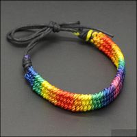 Bedelarmbanden Sieraden Kimter Lesbische Valentines Geschenken LGBT Vlag Vlecht Handgemaakte Rainbow Gay Pride Armband Love Delicate Vriendschap M094FA