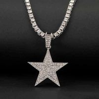 Mode pendentif pendentif Pentagram Collier Collier de tennis Chaîne de tennis Hip hop bijoux pour hommes femmes cadeau