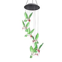 Decorative Objects & Figurines Solar Color Changing Wind Chime Lamp 6 LED Small Hummingbird Colorful Garden Decoration Hanging