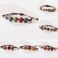Charm Bracelets 3pcs Casual Ethnic Ceramic For Women Men Bangle Adjustable Handmade Beads Wax Rope Girl&#039;s Gift