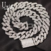 Earrings & Necklace UWIN 18mm Cuban Chain Miami Necklace Bra...