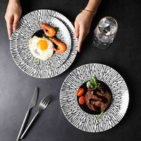 السيراميك الضحلة فورة الغذاء دوم خلاق طبق الأوروبي الأسود موضوع السباغيتي لوحة ستيك