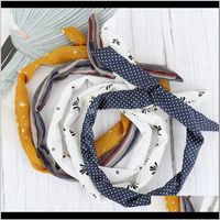 Party Favor Women Girls Iron Wire Printed Cloth Hair Band Rabbit Ear Wrapped Diy Colorful Bow Headband Home Wash Face Hairband Dh1391 Kk0Ob