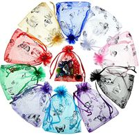 100 pcs / lote organza sacos com cordão para anéis brincos de jóias saco de casamento chuveiro de bebê aniversário pacote de presente de Natal
