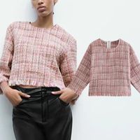 Kadın Bluzlar Gömlek Jennydave Blusas Mujer 2022england Stil Moda Zarif Doku O-Boyun Gevşek Rahat Bluz Kadınlar de Modashort Shi