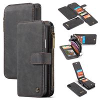 Caseme Detachable Flip Zipper Leather Wallet Cases With Card Slot For iPhone 13 12 11 Pro Max XR 8 Plus Samsung Galaxy S20 S21 Ultra Note 20 A52 A72 Huawei P30