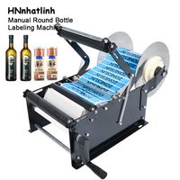 Food Processing Equipment ZS-50W Manual Round Bottle Labeling Machine Beer Cans Wine Adhesive Sticker Labeler Label Dispenser DIY Tools 15-30bottles/min