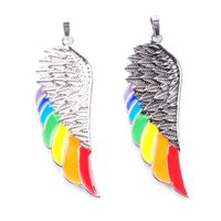 Wojiaer Ala de ángel de acero inoxidable para hombres Mujeres Posting Rainbow Beads Vintage Silver European Fashion Charm Jewelry Bn375