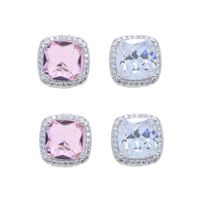 Nuovo Arrivato Luxury Square Cubic Zirconia Pink Clear CZ Hoop Orecchini Donne Bling Iced Out Sparking CZ Fashion Jewelry Regalo