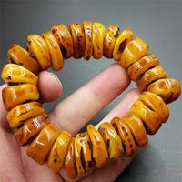 Fashion Explosion Natural Amber Beeswax Old Stone Abacus Beaded Bracelet Hand Jewelry Accessory Gift Men Yellow Bangle 220121