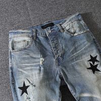 Designer jeans new super fire five pointed star embroidery trend versatile simple men