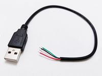 USB2.0 A TYPE Bouchon mâle 4Pin 4 câbles de données de données câble, cordon de plomb USB, 30cm, bricolage / 10pcs