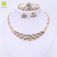 Earrings & Necklace 2021 Fashion African Costume Jewelry Sets Dubai Gold Color Set Elegant Design For Women Gift