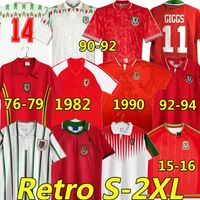 Giggs 1976 79 82 90 92 93 94 95 96 98 15 16 Wales Retro Soccer Jerseys Bale Hughes Saunders Rush Boden Snelheid Vintage Klassieke Voetbal Shirts Uniformen