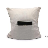 40*40cm Sublimation Blank Book Pocket Pillow Cover Solid Color DIY Polyester Linen Cushion Covers Home Decor DWB13779