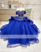 Koyu Mavi Quinceanera Elbiseler Saten Boncuk Pullu Sweetheart Cap Sleeve Uzun Örgün Parti Balığa Vestidos De 15 Años