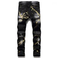 Jeans masculinos 20211ball inverno esfarrapado slim pp lavagem rasgado tinta preta splash apertado estiramento fashion calça masculina