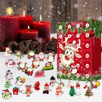 Weihnachtsbluterboxen Countdown Kalender 24 Tage Überraschungsbox Weihnachten Geschenkboxen 24 Gitter Weihnachtsbaum Dekoration Anhänger Elk Keychain Spielzeug G9302WT