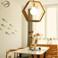 Pendentif Lampes Minimalistes Solid Wood Lights E27 LED Simple Head Lampe suspendue pour salon Chambre à coucher Etude Salle de bain Restaurant El