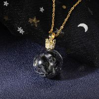 Chains Stainless Steel Chain Black Stone Glass Ball Necklace...