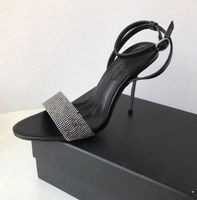 2021 Sapatos Sandálias Metal Stiletto Diamante Alta Estreita High-Heeled