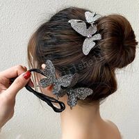Women Ponytail Holder Bun Hair Claw Horsetail Buckle Hair Styling Tools Bling Butterfly Hairpin Female Hair Accessories