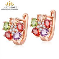 Stud Tassel Luxury Statement Colorful Crystal Flower Earrings Rose Gold Acrylic Multi Color Fashion Jewelry For Women