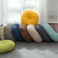 Round Shape Linen Seat Cushion Silk Cotton Core Tatami Cushi...