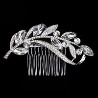 2021 Leaf Свадебные аксессуары для волос цвета серебра Rhinestone Bridal расчесывают Шпилька ювелирные изделия Рождественский подарок 10см