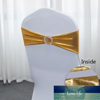 Sashes 50pcs/Lot Metallic Gold Silver Chair Wedding Decoration Spandex Cover Band With Round Buckle For Party Decor