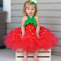 Girl's Dresses Strawberry Baby Girls Dress Born Lace Princess For 1st Year Birthday Christmas Costume Infant Party