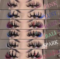 Cor Eyelash Mink 3D Fake Lashes Natural Long 25mm Colorido Lash Eyelashes Party Kit de Maquiagem Colorido Olho Falso Cílios Livre DHL