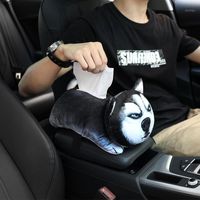 Dog Car Seat Covers 3D Printed Cat Paper Pumping Shape Towels Headrest Pillow Belts Cover Auto Accessories Tissue Box