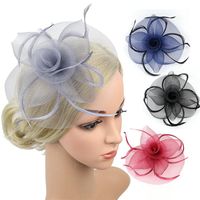 Party Hats Fashion Handmade Lady Women Fascinator Bow Hair Clip Headwear Lace Feather Mini Hat Wedding Accessories 10 Colors