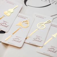 Bookmark 4pcs Western Instrument Bookmarks Set Retro Gold Plated Music Note Trumpet Violin Horn Book Marker Stationery School Gift F6145