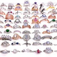 Atacado 30 pçs / lote feminino anéis strass cristal cristal zircon jóias anel anel presentes casamento bandas mix estilos festa festa favor